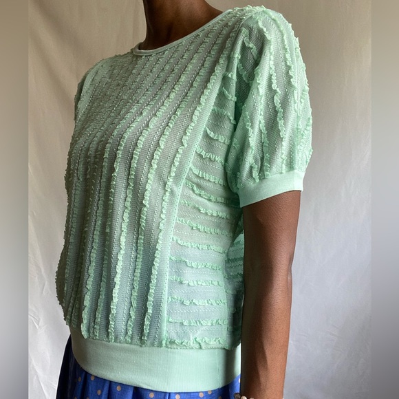 Vintage mint green frills blouse - Picture 6 of 7